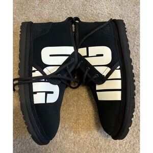 UGG Women NEUMEL CHOPD Shoes UGG Logo Leather Suede Black Unique Rare Size 9